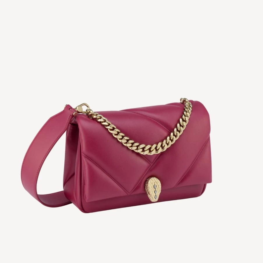 BVLGARI Serpenti Cabochon Red Crossbody Bag for Women | Luxury Designer Handbag