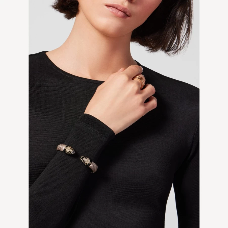 BVLGARI Serpenti Forever Beige Bracelet for Women | Luxury Gold-Tone Snake Design