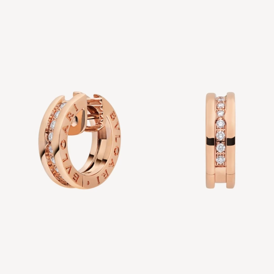 BVLGARI B.Zero1 18K玫瑰金钻石耳环 | 经典设计 奢华珠宝